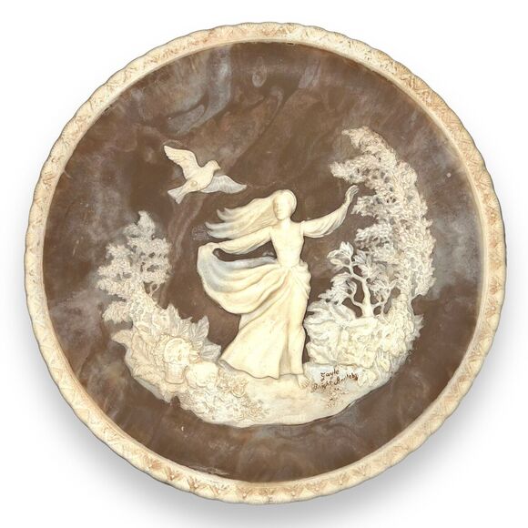 Vintage Incolay Stone Cameo Collector Plate To A Skylark Gayle Bright Appleby 79 - Picture 1 of 13